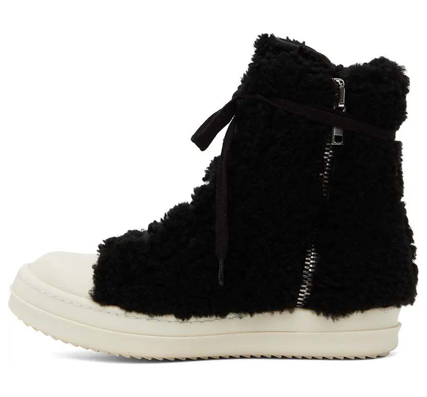 Rick Owens Black Shearling Strobe Sneakers (RP02B6890 LSHP) (3)