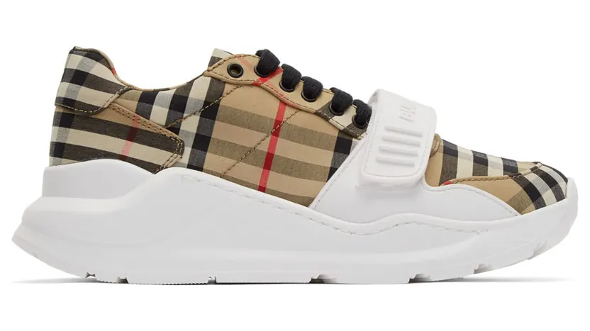 Burberry Beige Check Regis Sneakers (8020281)