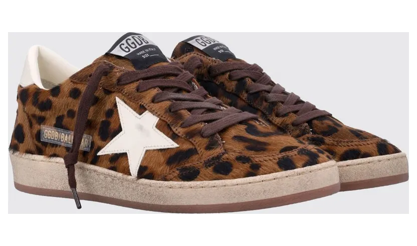 Golden goose Ball Star Animal Print Leather and Pony Hair Sneakers Brown (GWF00117F00870355655)