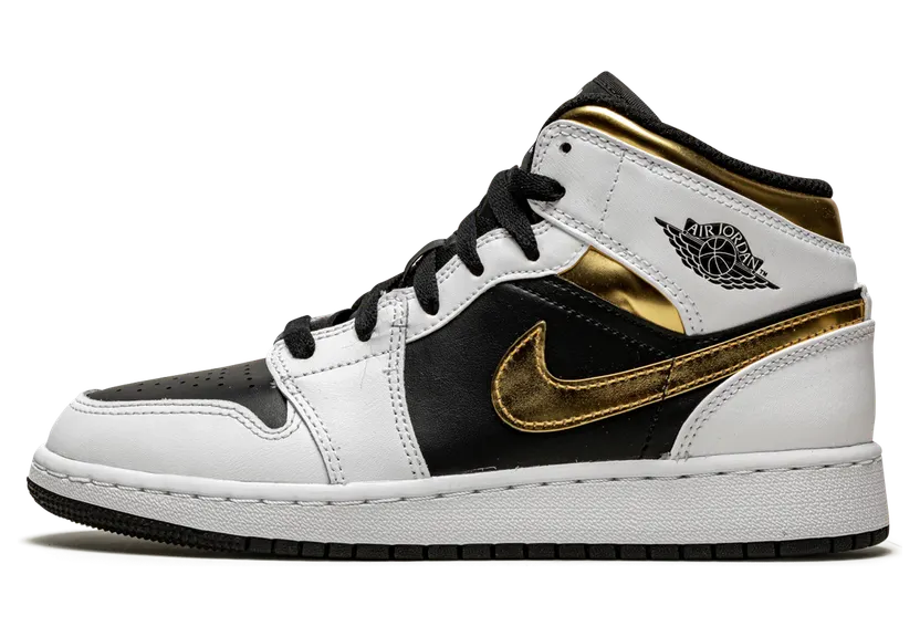 Jordan 1 Mid White Gold Black (GS) (554725-190)