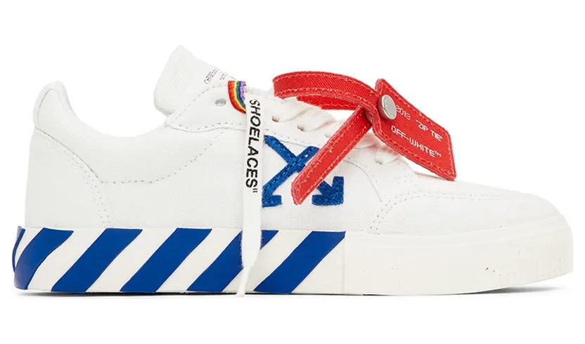 Off-White Kids White & Blue Canvas Vulcanized Low Sneakers (OBIA003F21FAB0010145)