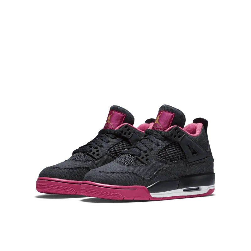 Jordan 4 Retro Denim (GS) Dark Obsidian/Vivid Pink-White-Metallic Gold (487724-408)