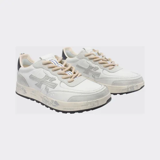 Premiata Nous Suede and Mesh Sneakers White (NOUS7233)
