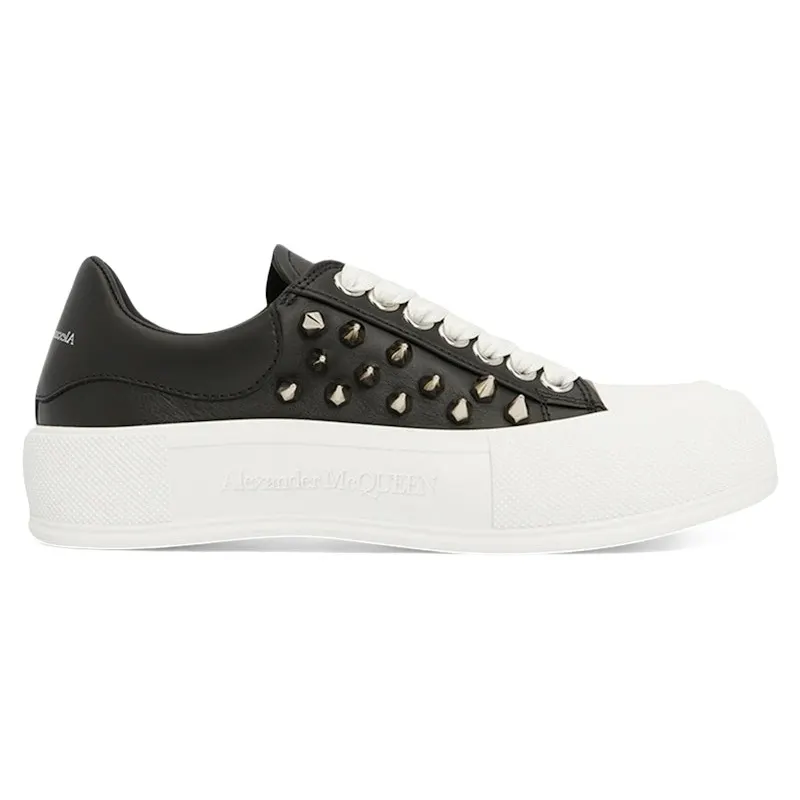 Alexander McQueen Deck Plimsoll Studded Black (708083 WHT9K 1081)