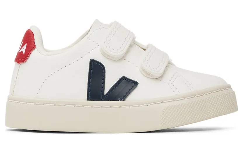 Veja Baby White & Navy Leather Esplar Sneakers (SV0501233)
