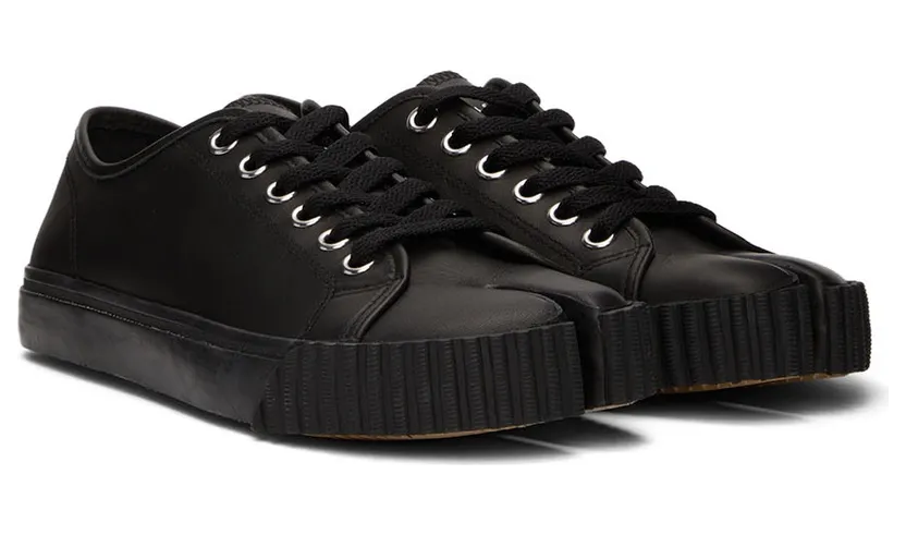 Maison Margiela Black Leather Tabi Sneakers (S57WS0422 P4344) (4)