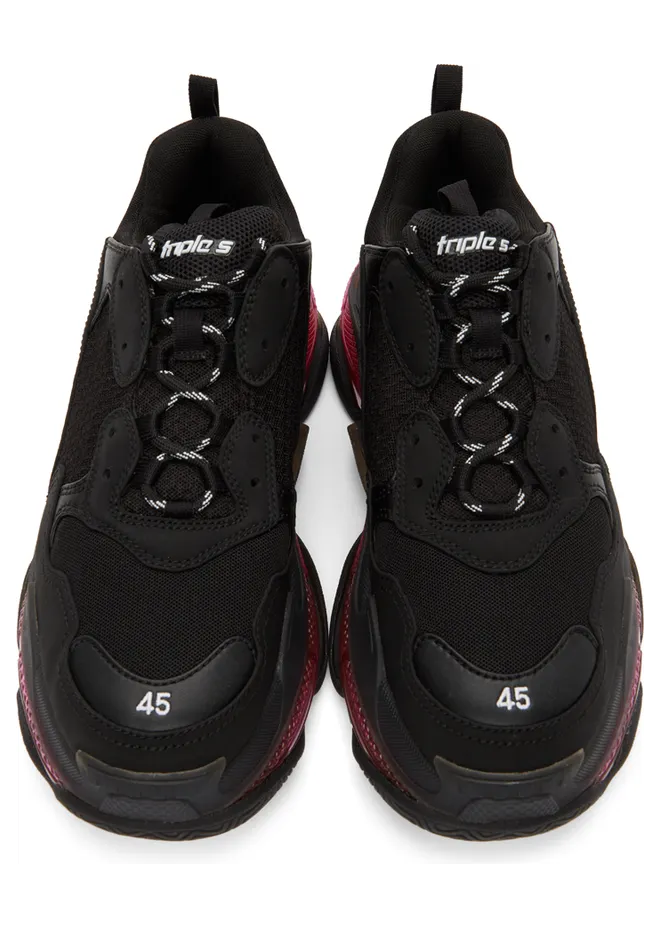 Balenciaga Black & Pink Triple S Sneakers (544351-W2FR1) (5)