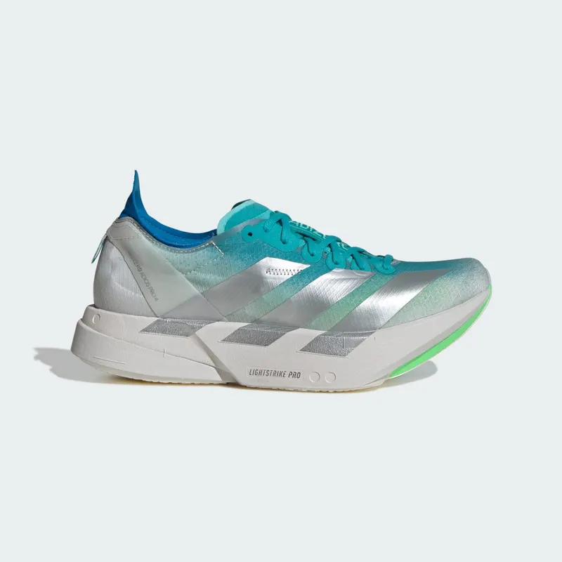 Adidas ADIZERO ADIOS PRO 4 Shoes Hi-Res Aqua / Matte Silver / Grey One (JS2580)
