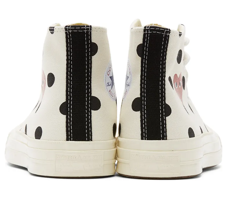 Comme des Garçons Play White Converse Edition Polka Dot Heart Chuck 70 High Sneakers (K115) (4)