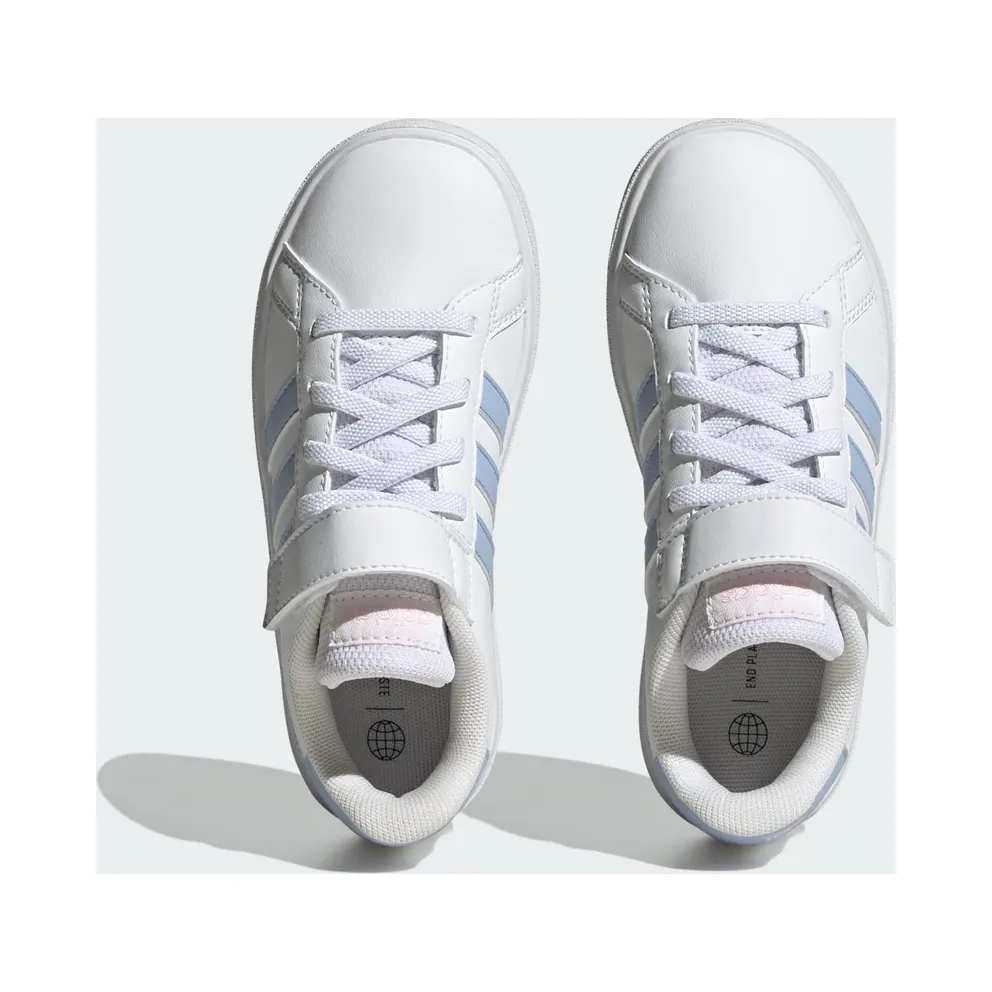 adidas Grand Court 2.0 Shoes Kids “Cloud White / Blue Dawn / Clear Pink” (IG4841)