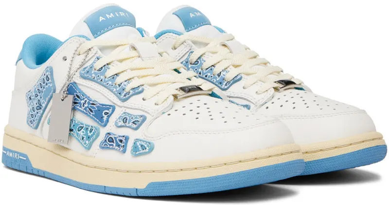 AMIRI White & Blue Bandana Skel Sneakers (PF22MFS006-123)