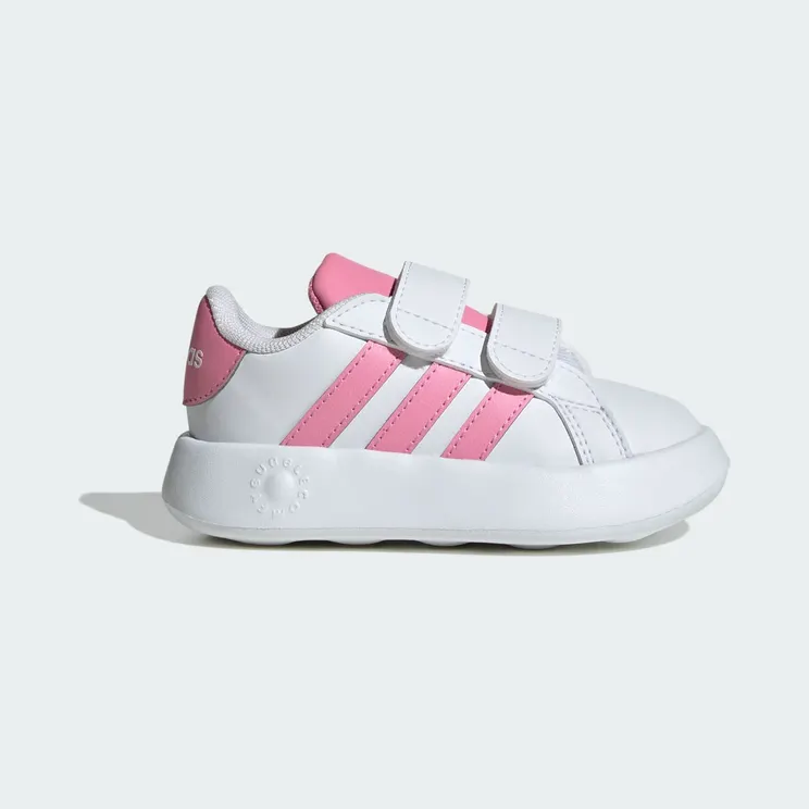 adidas Grand Court 2.0 Shoes Kids “Cloud White / Bliss Pink / Core Black” (JS4342)