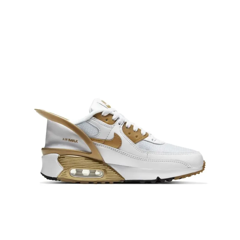 Nike Air Max 90 Flyease White Gold (GS) White/White-Black-Metallic Gold (CV0526-100)