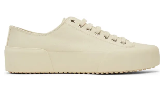 Jil Sander Off-White Canvas Sneakers (JI35545B-12340)