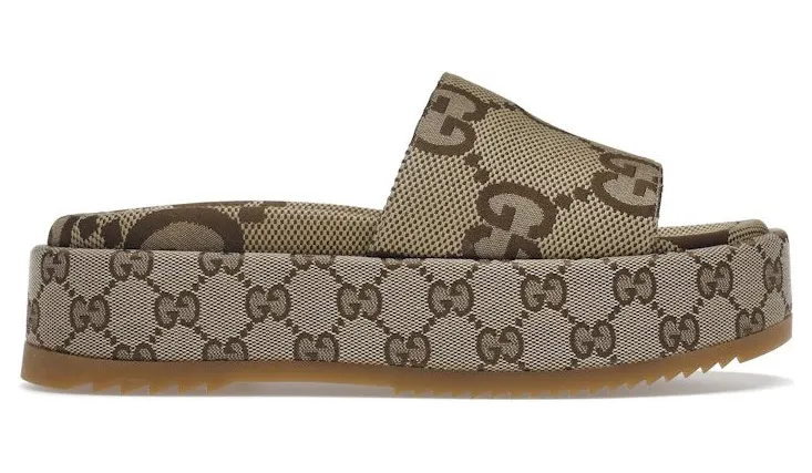 Gucci Angelina Platform 55mm Sandal Camel Canvas (623212 UKO00 2580)