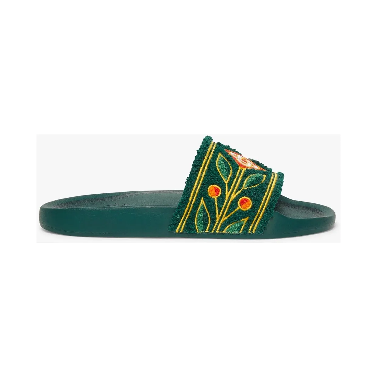 Casablanca Laurel Terry Slides (a-ss26-fw-030-02-w-womens-green-embroidered-terry-slides)