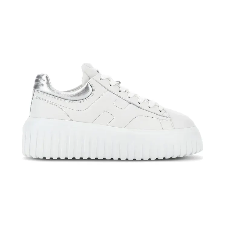 Hogan H-Stripes leren met plateauzool “White” (HXW6450FC60KU0)