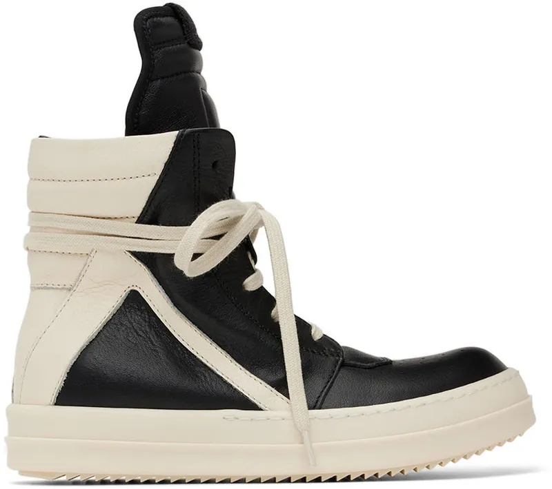 Rick Owens Kids Off-White & Black Geobasket Sneakers (BG02B5897 LMU 02B BG)