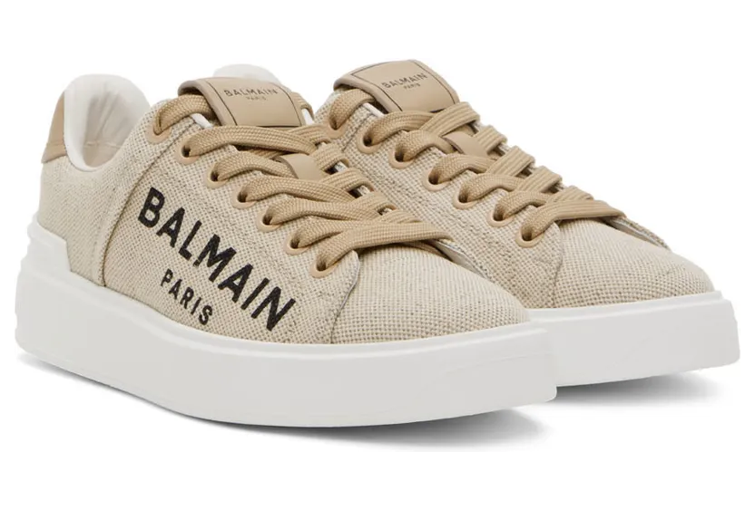 Balmain Beige B-Court Sneakers (YN1VI690TWCL) (4)