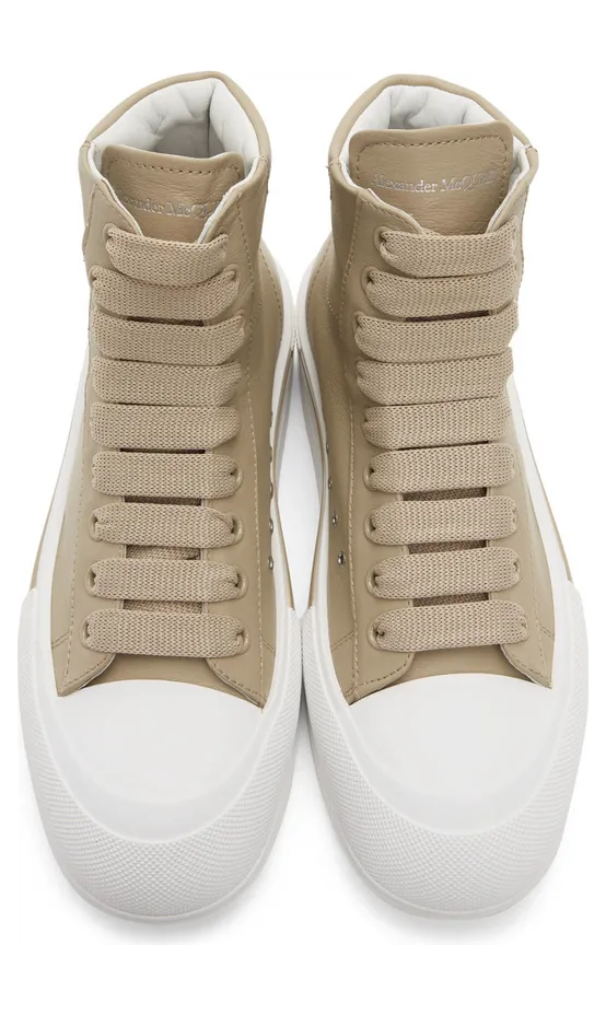 Alexander McQueen Beige High-Top Sneakers (682401WIB63) (5)
