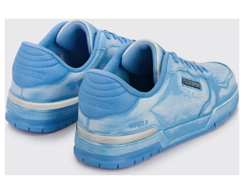 Plein Sport Viper II Used Leather Sneakers Turquoise (SAFSUSC0841SLE004N08) (2)