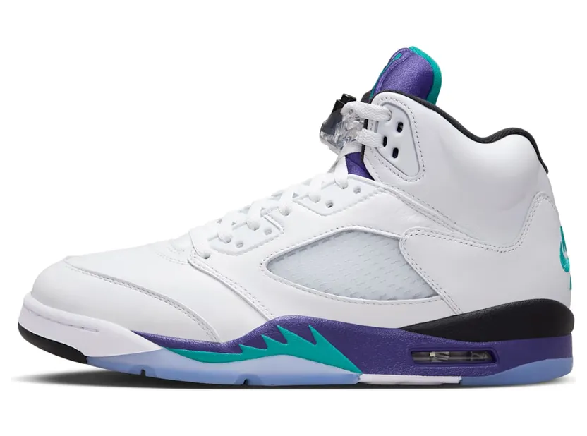 Jordan Air 5, wit HQ7978-100 – “White / Grape Ice-new Emerald”