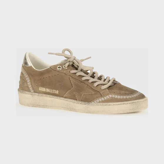 Golden goose Ball Star Suede Low-Top Sneakers with Distressed Effect Tobacco (GWF00117F00870755802)