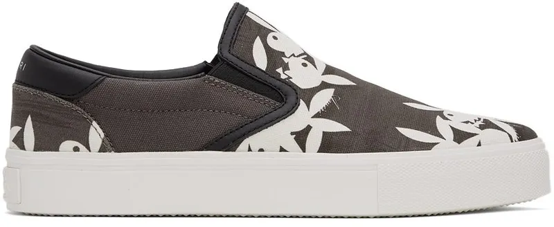 AMIRI Grey & White Playboy Edition Slip-On Sneakers (MFS006-043)