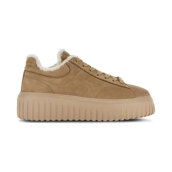 Hogan H-Stripes Sneakers aus Wildleder – Nude (HXW6450FN306RN)