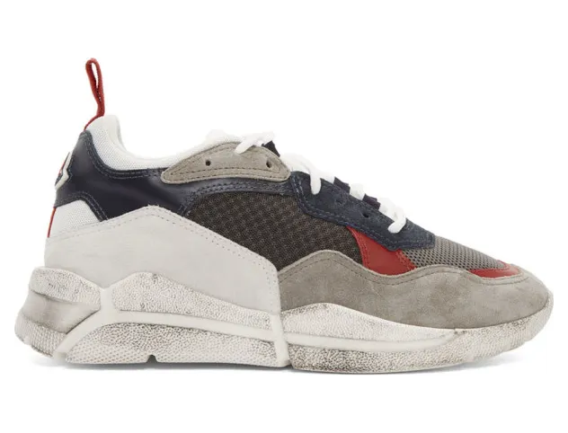 Moncler Grey and Blue Calum Sneakers (E209A 10326 0002S0B39)