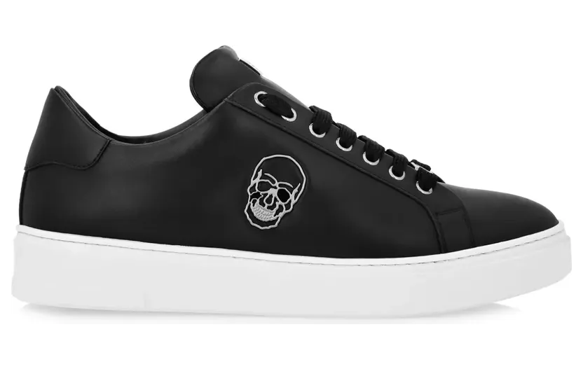 Philipp Plein Leren met doodskop-applicatie “Black” (LADSUSC0789PLE005N)