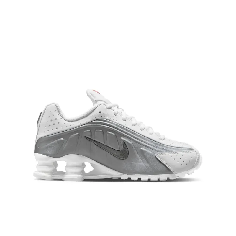 Nike Shox R4 GS “White Bright Crimson Metallic Silver” (CW2626-101)