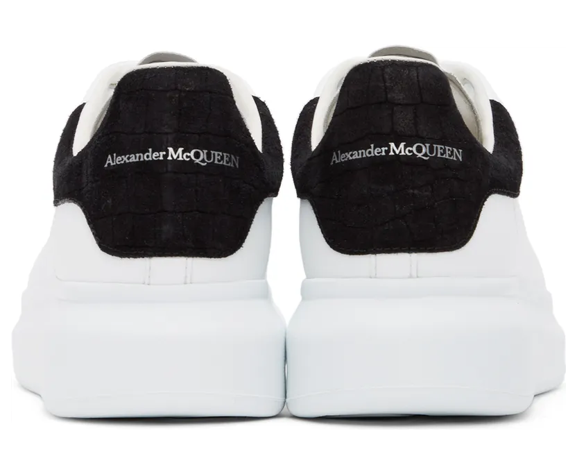 Alexander McQueen White & Black Croc Oversized Sneakers (625162WHZ4K) (4)