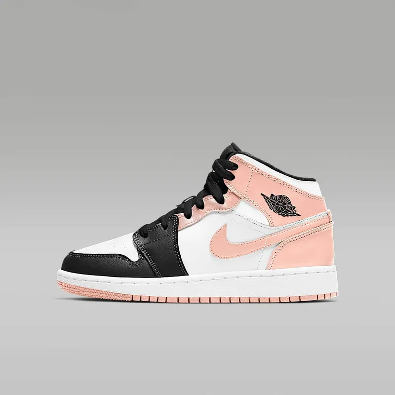 Jordan 1 Mid Crimson Tint Toe (GS) – “Crimson Tint / White / Black” (554725-133)