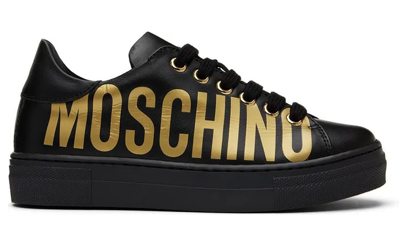 Moschino Kids Black Leather Sneakers (71766)