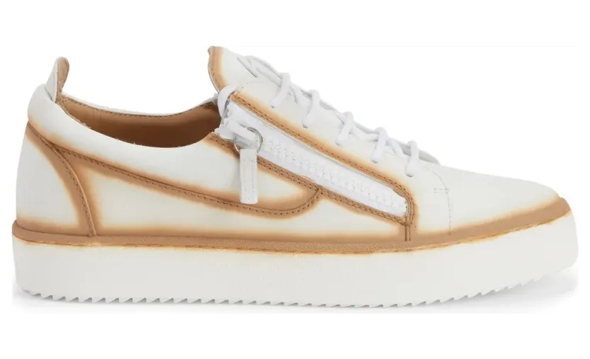 Giuseppe Zanotti Frankie Sneakers mit Ziernähten und doppeltem Reißverschluss – Weiß (RM40032004)