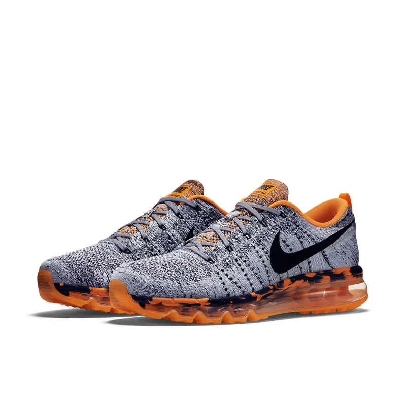 Nike Flyknit Max Wolf Grey Black Orange Wolf Grey/Black-Total Orange-Laser Orange (747361-008)