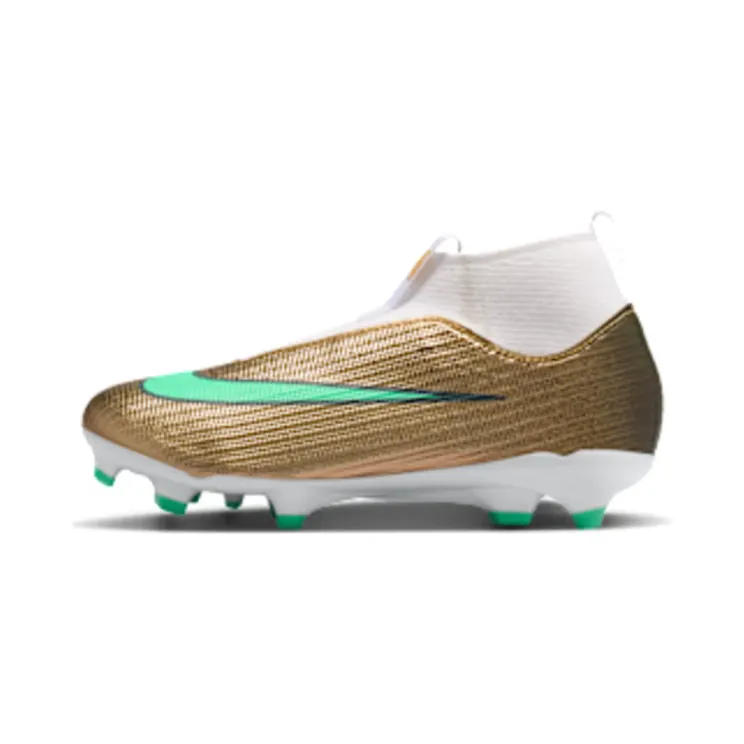 Nike Jr Mercurial Superfly 11 Academy ‘Kylian Mbappé’ ‘ Multi-Ground High-Top “Metallic Gold/Green Glow” (IU1782-701)