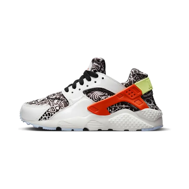 Nike Huarache Run SE GS Doodle “Summit White / Picante Red / Black / Light Lemon Twist” (DV2243-100)
