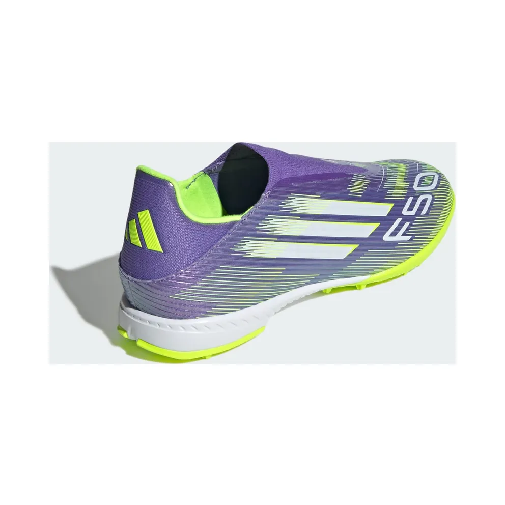 adidas F50 League Laceless TF Purple Rush Cloud White Lucid Lemon (JH7727)