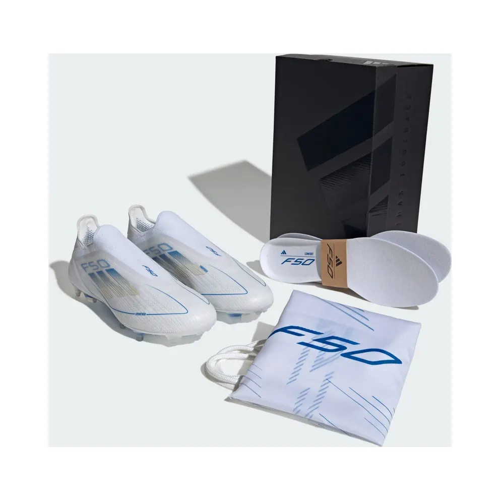 adidas F50 Elite Laceless Firm Ground Boots “Cloud White / Pearl Met. / Cloud White” (IE1216)