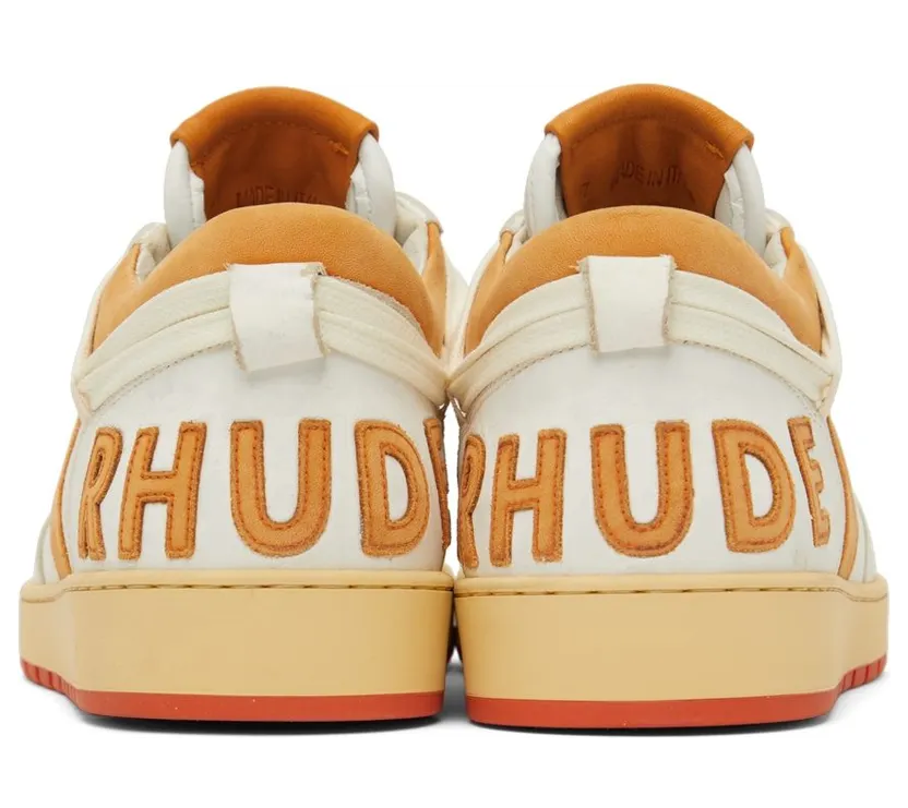 Rhude SSENSE Exclusive White & Orange Rhecess Low Sneakers (RHSS22FO23178562) (2)