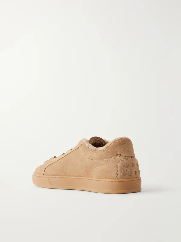 Tod’s Cassetta 04L Shearling-Lined Suede Sneakers Camel (XXM04L0JF41RE0) (4)