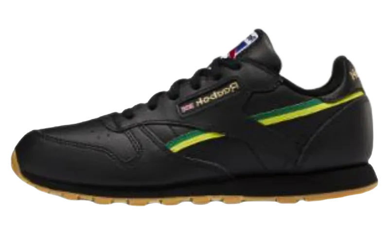 Reebok Classic Leather GS “Black / Base Green / Heritage Yellow” (EH1285)