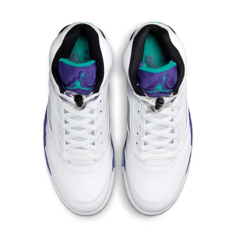 Jordan Air 5, White HQ7978-100 – “White / Grape Ice-new Emerald”
