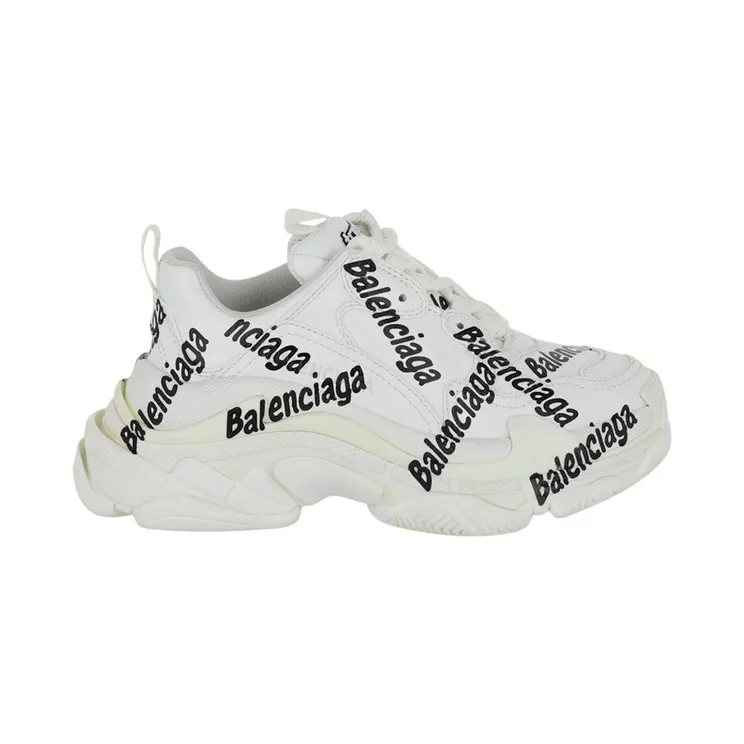 Balenciaga Triple S Allover Logo White Black (524039 W2FAB 9010)