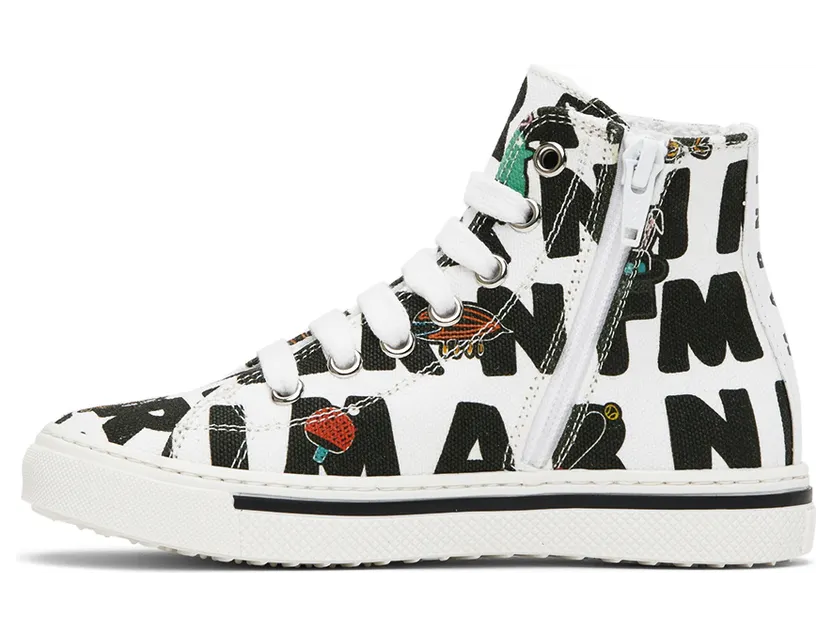 Marni Kids White Graphic High Sneakers (70401) (3)
