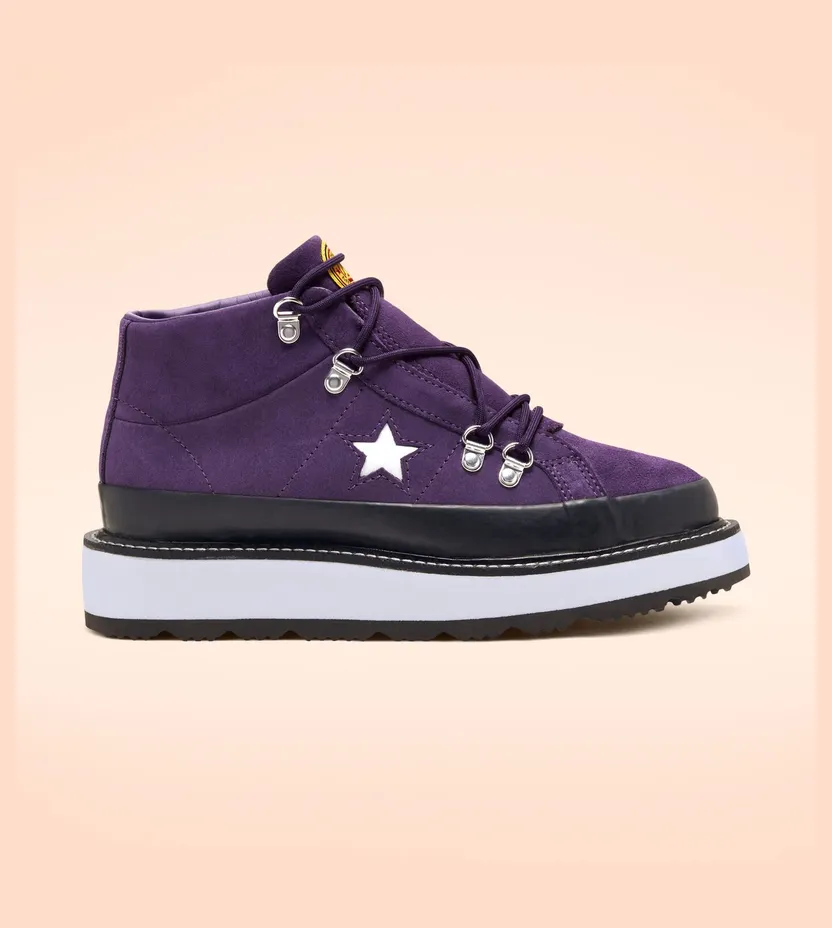 Converse Fleece Lined Boot One Star Mid voor dames Grand Purple/black/white (566162C)