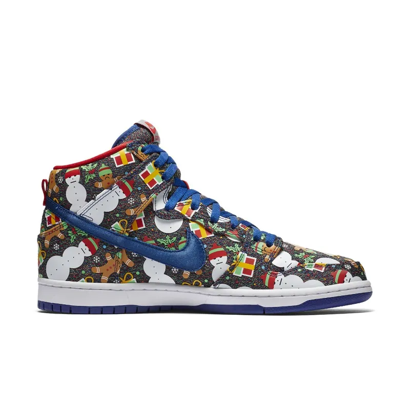 Nike SB Dunk High Concepts Ugly Christmas Sweater (2017) Blue Ribbon/Blue Ribbon-Atom Red (881758-446)