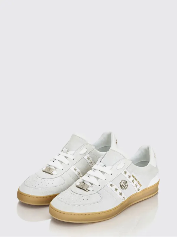 Philipp plein Retro Rebel Suede Sneakers with Applied Stars White (SAFSUSC0911PLE009N01)